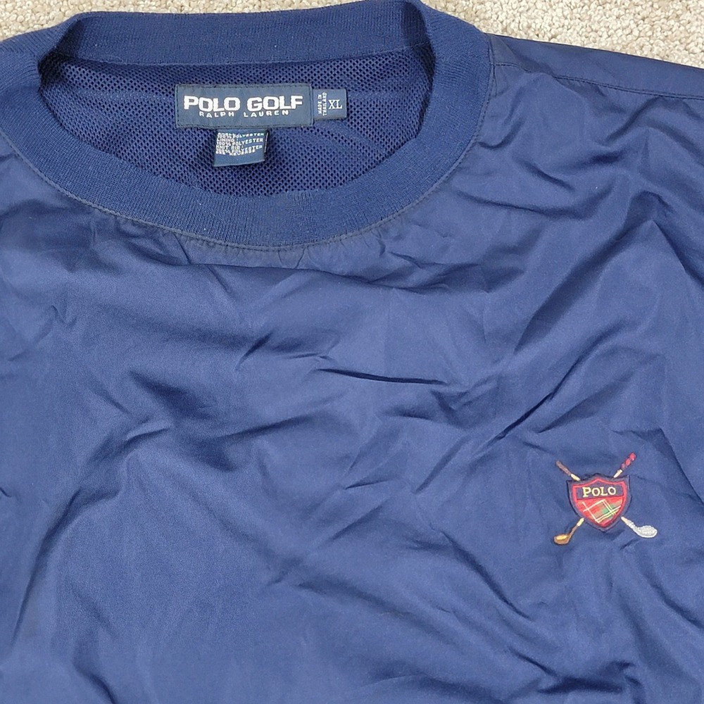 Polo Golf Ralph Lauren Mens XL Navy Blue Windshirt Pullover Mesh Lined Jacket